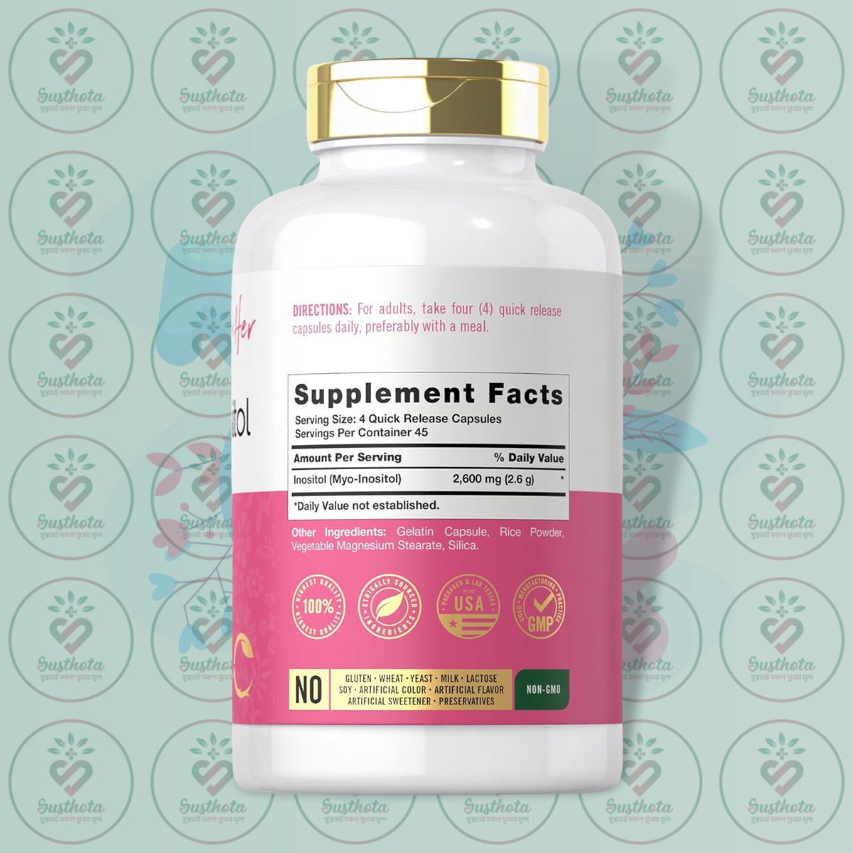 Carlyle For Her Myo-Inositol – 2600 Mg – 180 Capsules In Bangladesh Supplement Facts Carlyle For Her Myo-Inositol – 2600 Mg – 180 Capsules In Bangladesh Supplement Facts