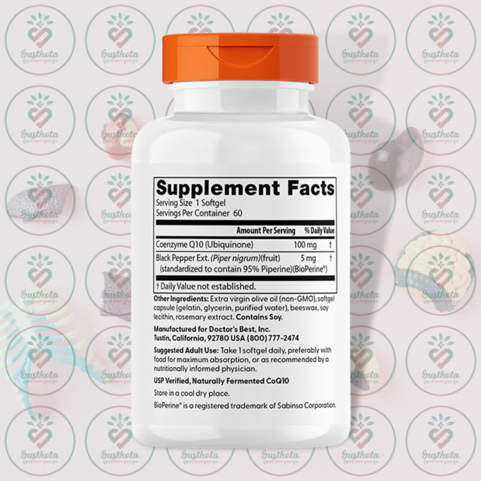 Doctor'S Best High Absorption Coq10 – 100 Mg – 60 Softgels In Bangladesh Supplement Facts