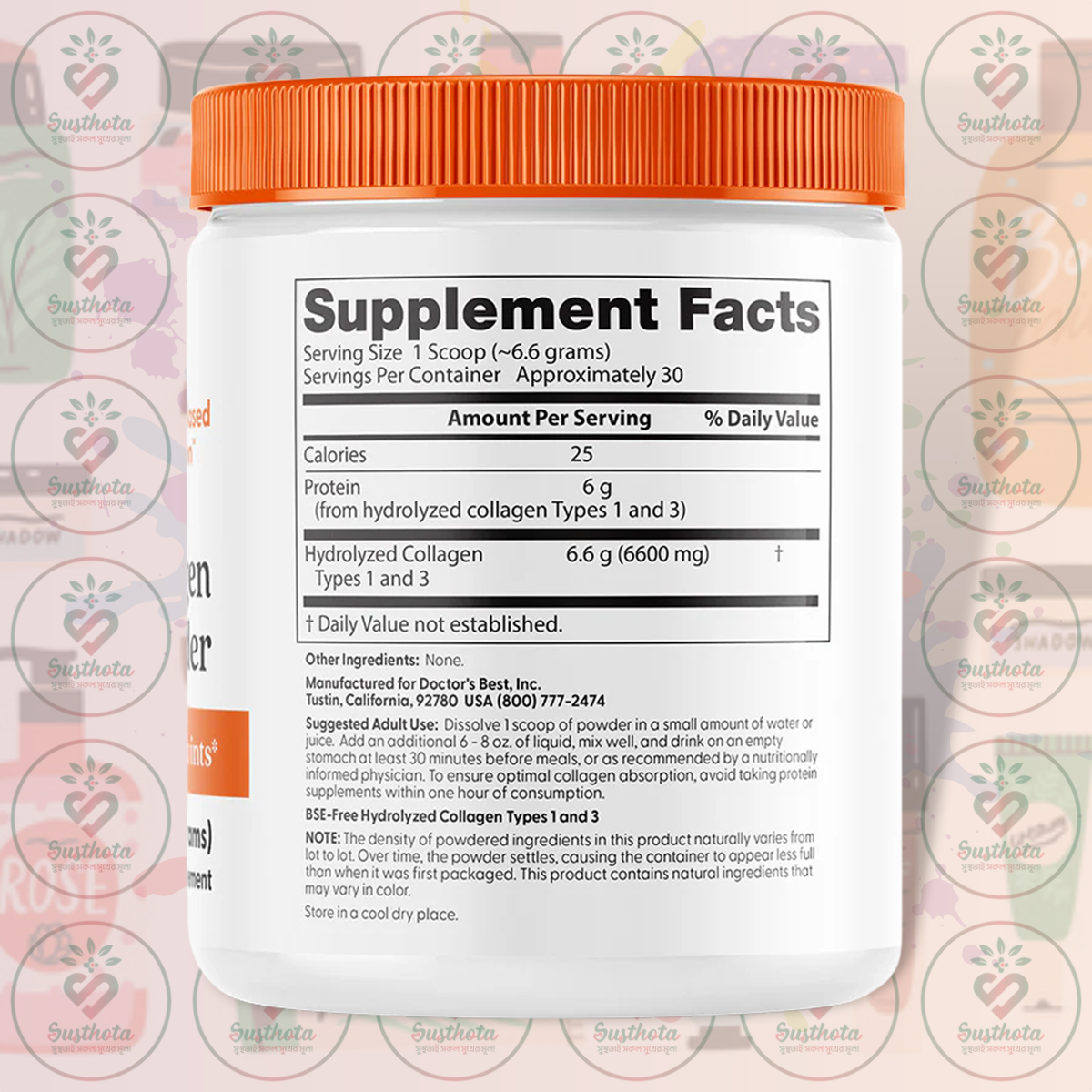 Doctor's Best Pure Collagen Types 1 And 3 Powder - 200G In Bangladesh Supplement Facts Doctor's Best Pure Collagen Types 1 And 3 Powder - 200G In Bangladesh Supplement Facts