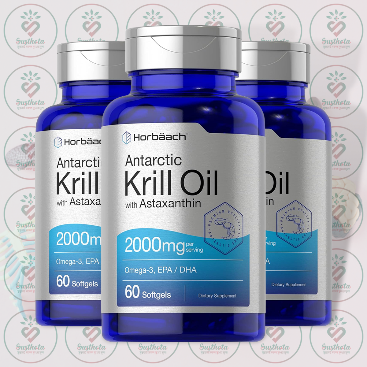 Horbäach Antarctic Krill Oil With Astaxanthin - 2000Mg - 60 Softgels In Bangladesh Image 02 Horbäach Antarctic Krill Oil With Astaxanthin - 2000Mg - 60 Softgels In Bangladesh Image 02