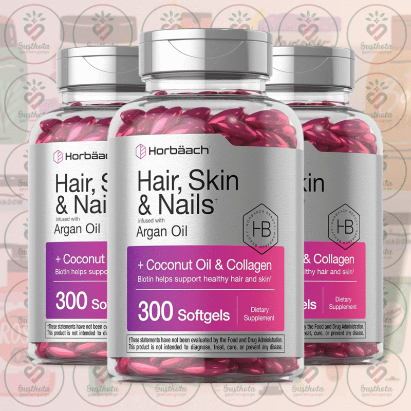 Horbäach Hair, Skin &Amp; Nails - 5000 Mcg Biotin - 300 Softgels In Bangladesh Image 02