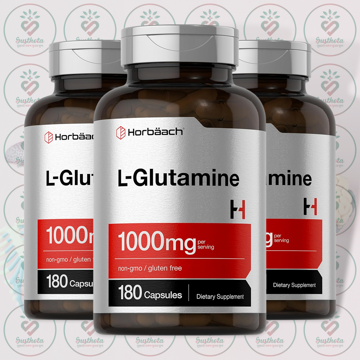 Horbäach L-Glutamine – 1000mg – 180 Capsules in Bangladesh Image 02