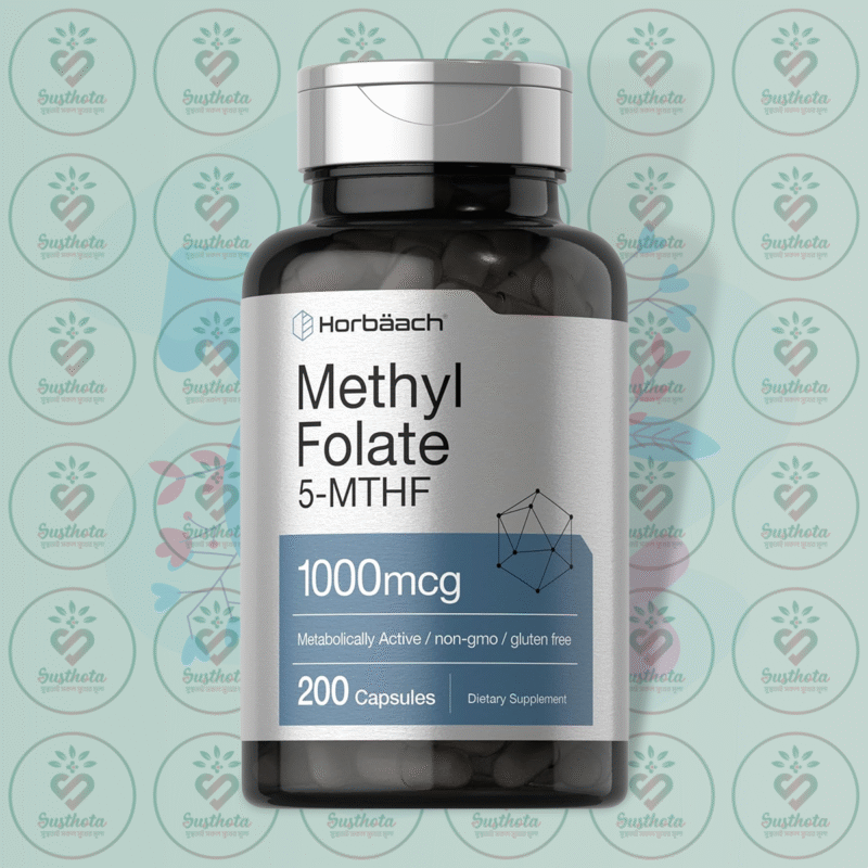 Horbäach Methyl Folate 5-Mthf – 1000Mcg – 200 Capsules In Bangladesh Image 01