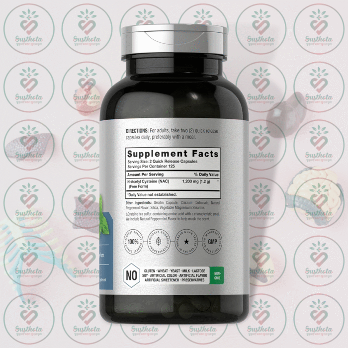 Horbäach Nac N-Acetyl Cysteine - 1200Mg - 250 Capsules In Bangladesh Supplement Facts