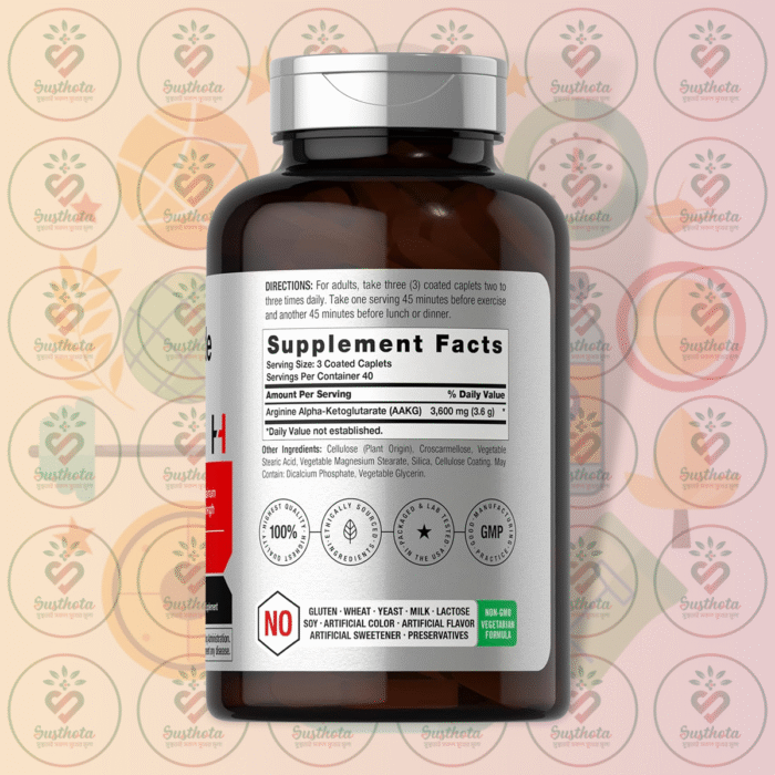 Horbäach Nitric Oxide Max – 3600Mg – 120 Caplets In Bangladesh Supplement Facts