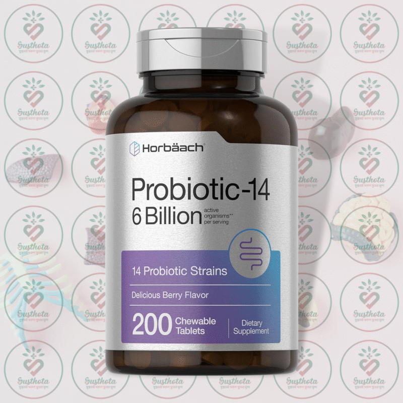 Horbäach Probiotic-14 – 6 Billion Cfus – 200 Chewable Tablets In Bangladesh Image 01