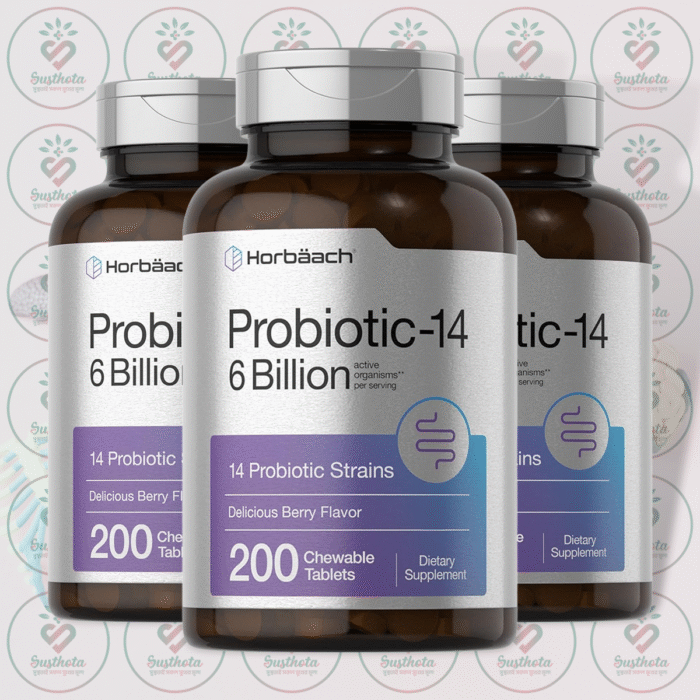 Horbäach Probiotic-14 – 6 Billion Cfus – 200 Chewable Tablets In Bangladesh Image 02