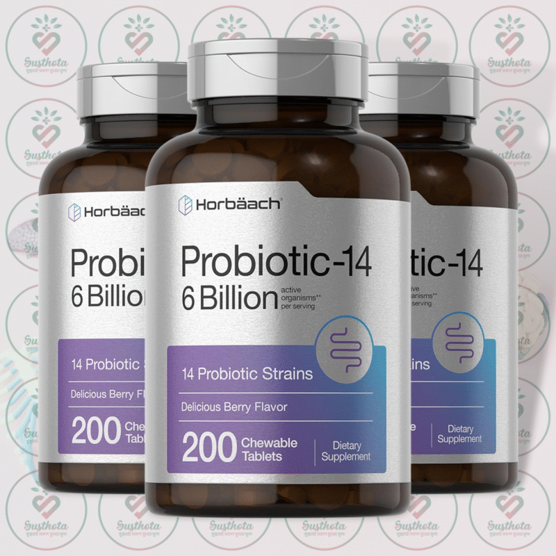 Horbäach Probiotic-14 – 6 Billion Cfus – 200 Chewable Tablets In Bangladesh Image 02