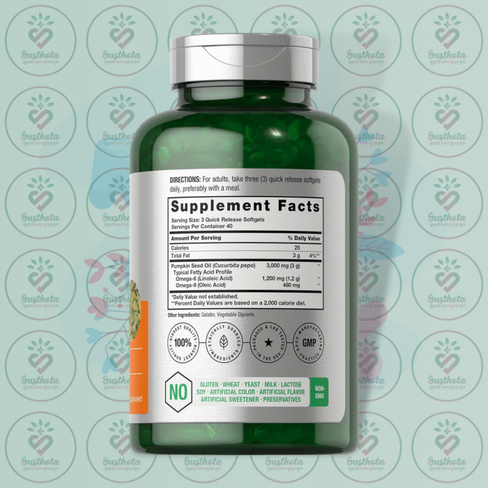 Horbäach Pumpkin Seed Oil – 3000 Mg – 120 Softgels In Bangladesh Supplement Facts