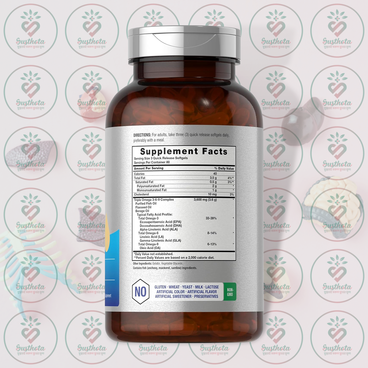 Horbäach Triple Omega 3-6-9 - 3600Mg - 240 Softgels In Bangladesh Supplement Facts Horbäach Triple Omega 3-6-9 - 3600Mg - 240 Softgels In Bangladesh Supplement Facts