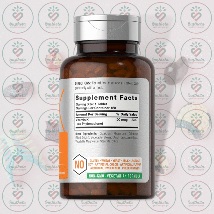 Horbäach Vitamin K – 100 Mcg – 120 Tablets In Bangladesh Supplement Facts