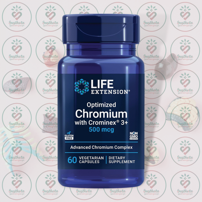 Life Extension Optimized Chromium With Crominex 3+ - 500 Mcg - 60 Vegetarian Capsules In Bangladesh Image 01