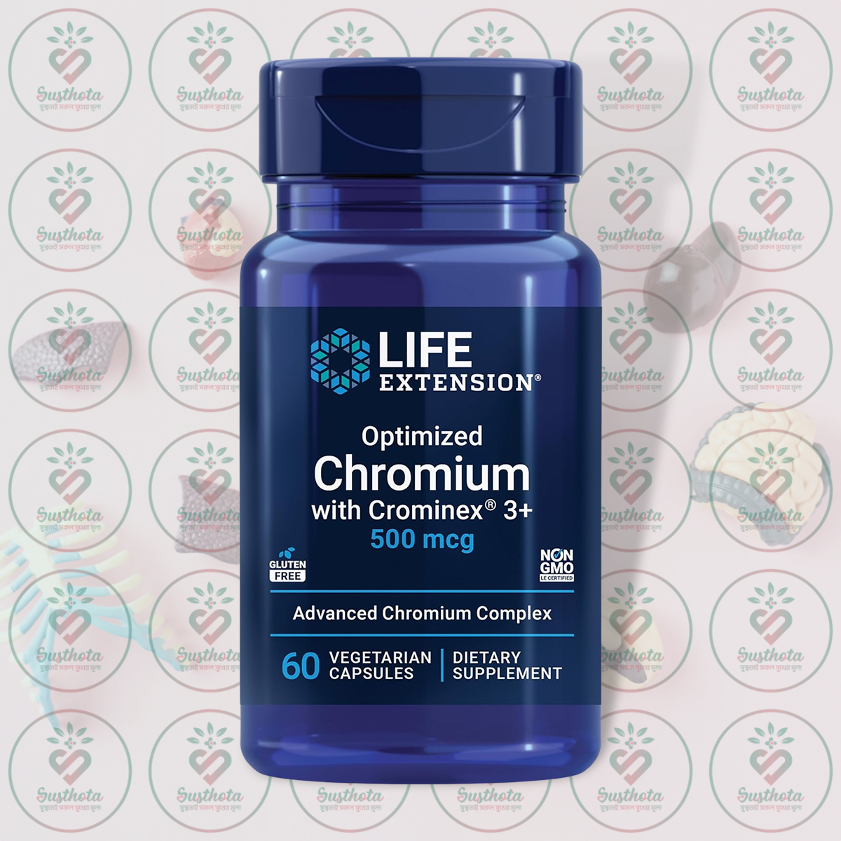 Life Extension Optimized Chromium With Crominex 3+ - 500 Mcg - 60 Vegetarian Capsules In Bangladesh Image 01 Life Extension Optimized Chromium With Crominex 3+ - 500 Mcg - 60 Vegetarian Capsules In Bangladesh Image 01