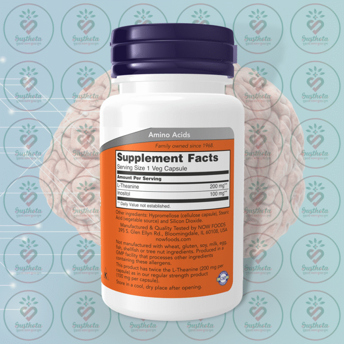 Now Double Strength L-Theanine – 200 Mg – 60 Veg Capsules In Bangladesh Supplement Facts