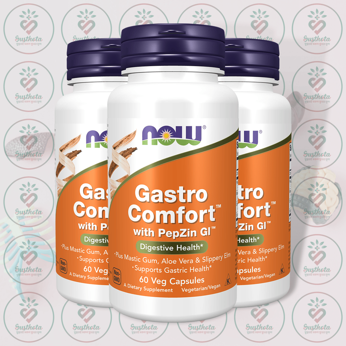 NOW Gastro Comfort with PepZin GI - 60 Veg Capsules in Bangladesh Image 02