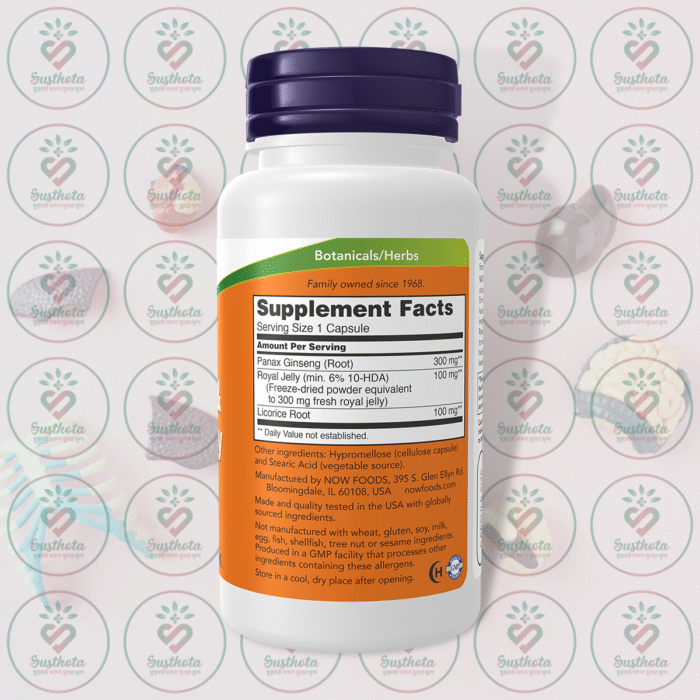 Now Ginseng &Amp; Royal Jelly Adaptogenic Blend - 90 Capsules In Bangladesh Supplement Facts