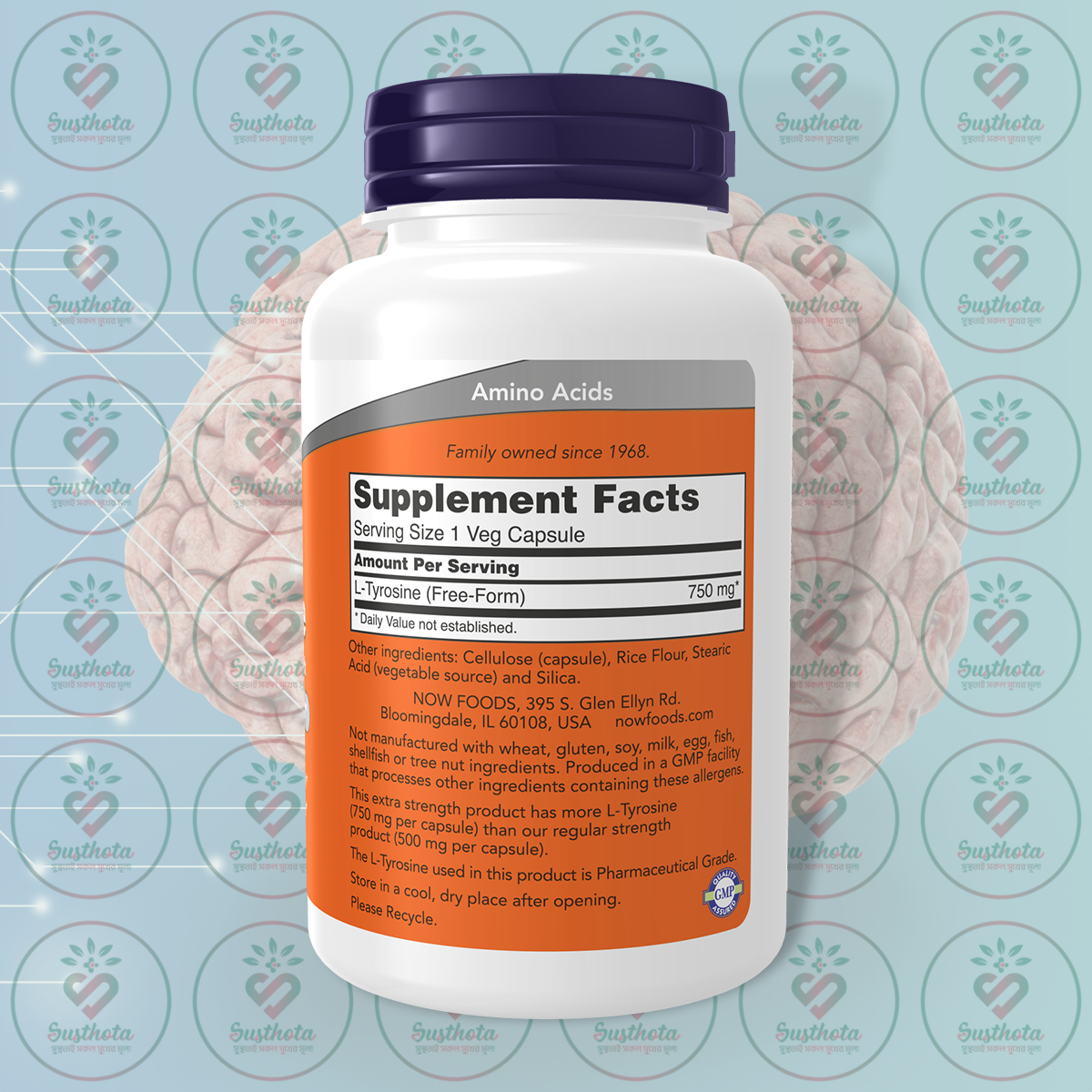 Now L-Tyrosine – 750 Mg – 90 Veg Capsules In Bangladesh Supplement Facts Now L-Tyrosine – 750 Mg – 90 Veg Capsules In Bangladesh Supplement Facts