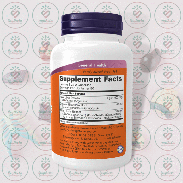 Now Liver Caps - Argentine Beef Liver With Milk Thistle &Amp; Eleuthero - 100 Capsules In Bangladesh Supplement Facts
