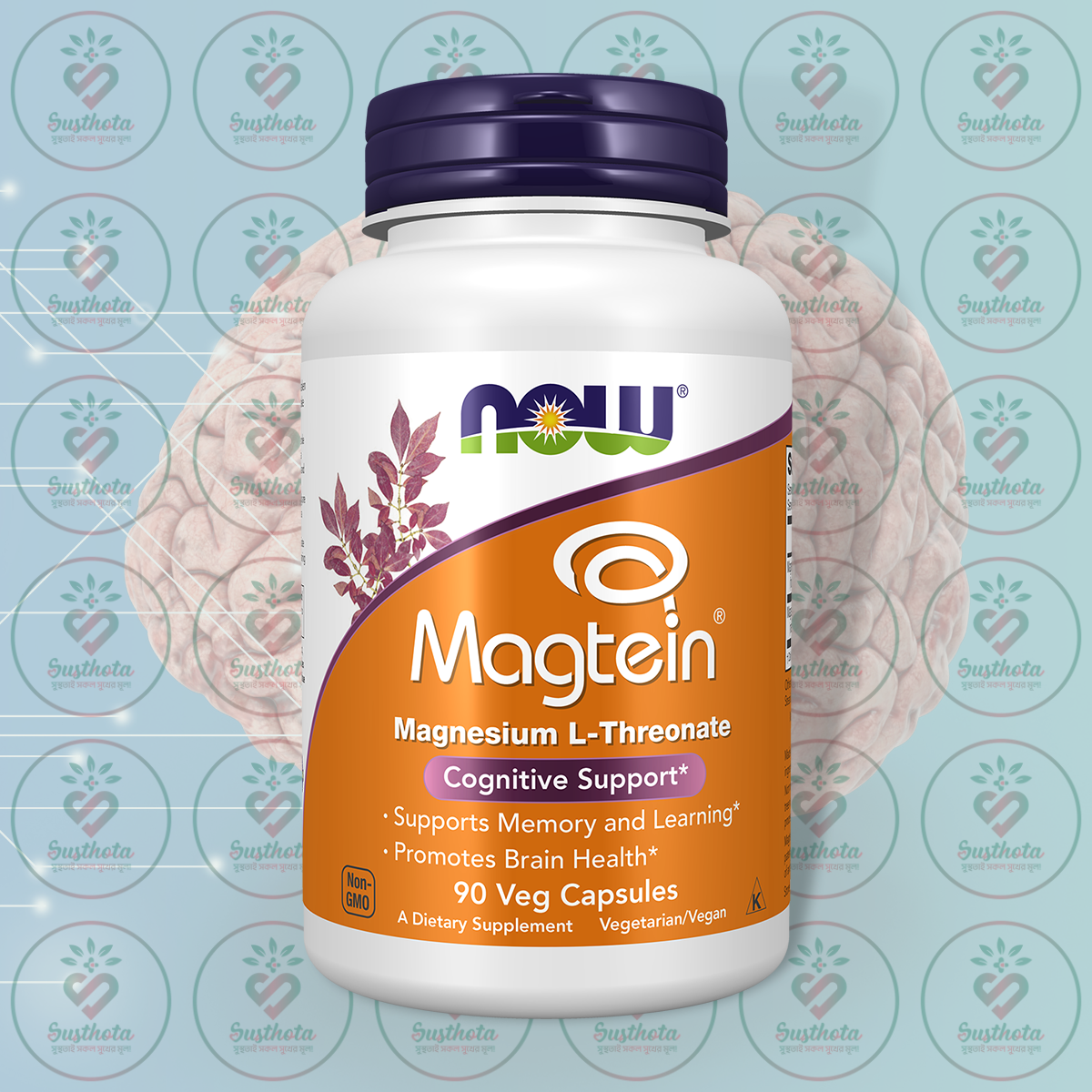 NOW Magtein Magnesium L-Threonate – 2000 mg – 90 Veg Capsules in Bangladesh Image 01