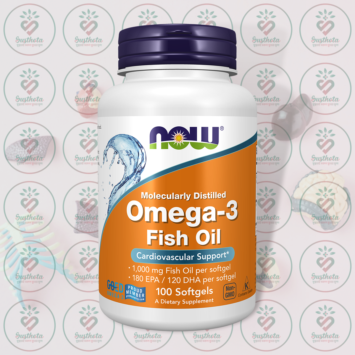 NOW Omega-3 Fish Oil Molecularly Distilled – 1000 mg – 100 Softgels in Bangladesh Image 01