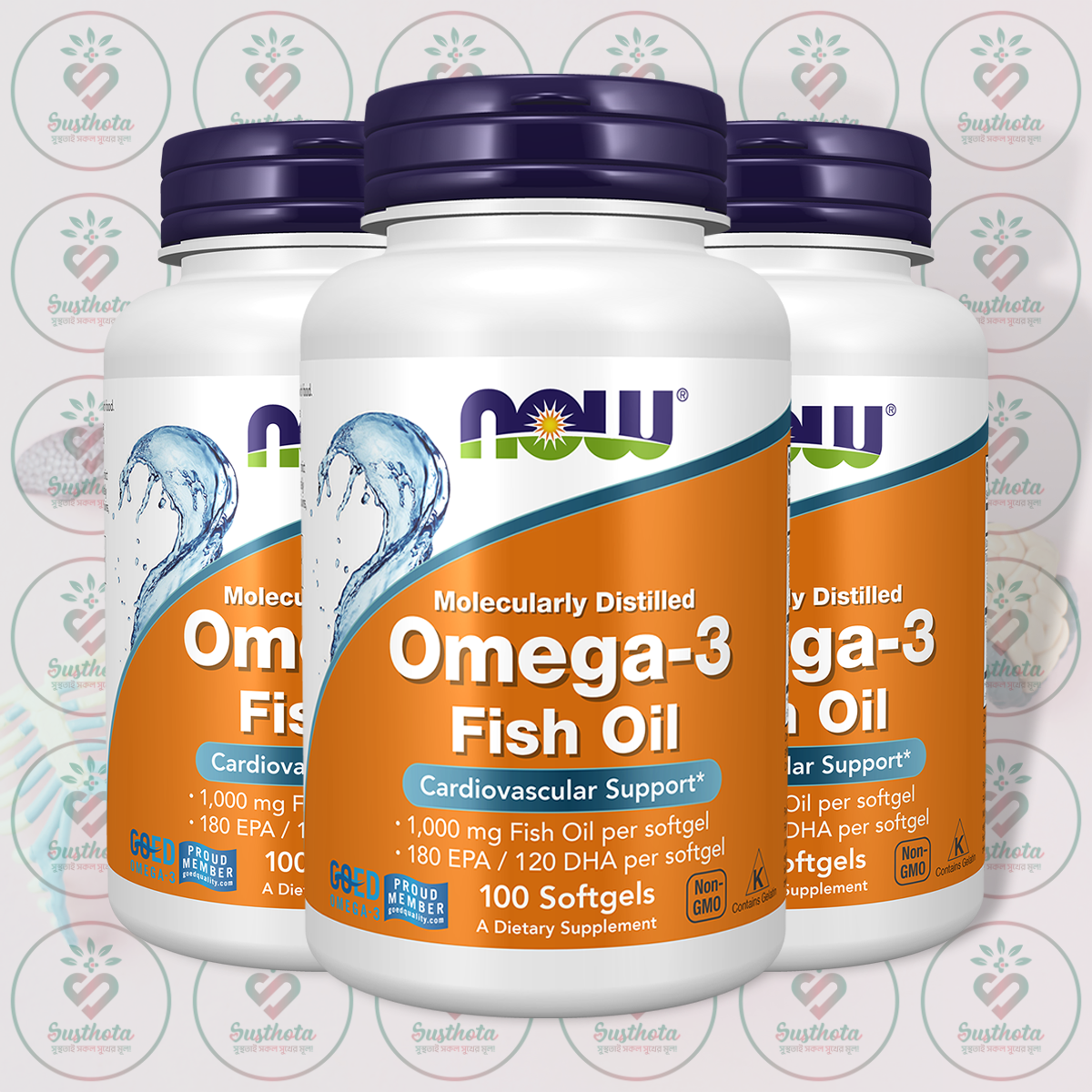 NOW Omega-3 Fish Oil Molecularly Distilled – 1000 mg – 100 Softgels in Bangladesh Image 02