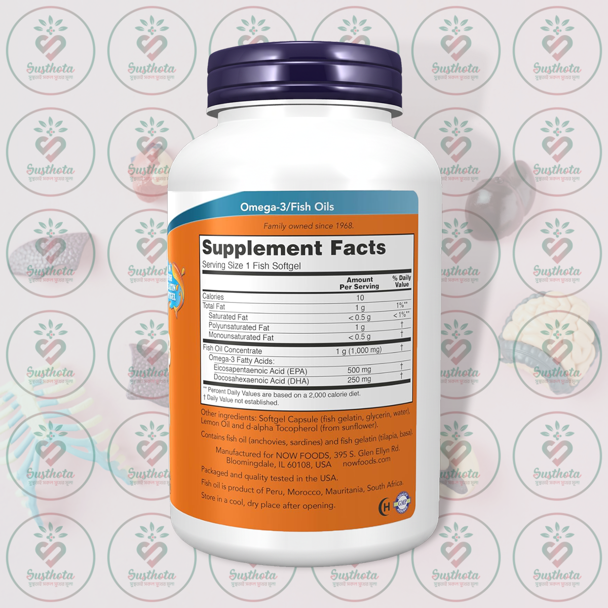 NOW Ultra Omega-3 Fish Oil – 500 EPA - 250 DHA – 180 Softgels in Bangladesh Supplement Facts