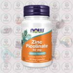 NOW Zinc Picolinate – 50 mg – 60 Veg Capsules in Bangladesh Image 01