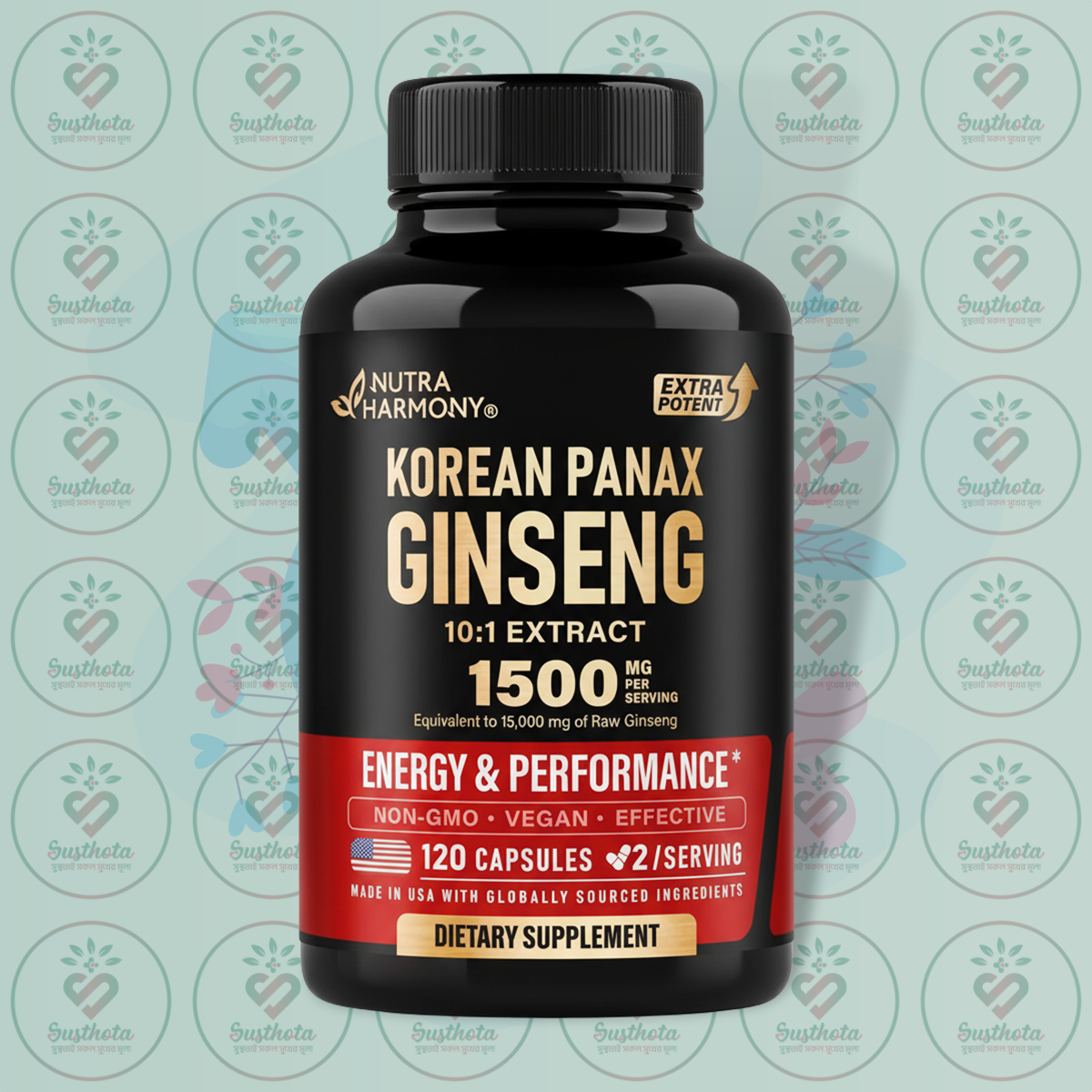 Nutra Harmony Korean Panax Ginseng – 1500 Mg – 120 Capsules In Bangladesh Image 01 Nutra Harmony Korean Panax Ginseng – 1500 Mg – 120 Capsules In Bangladesh Image 01