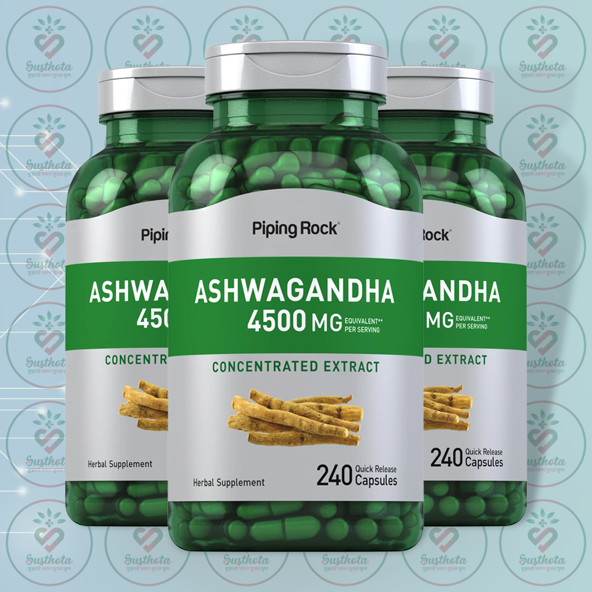 Piping Rock Ashwagandha - 4500 mg - 240 Quick Release Capsules in Bangladesh Image 02