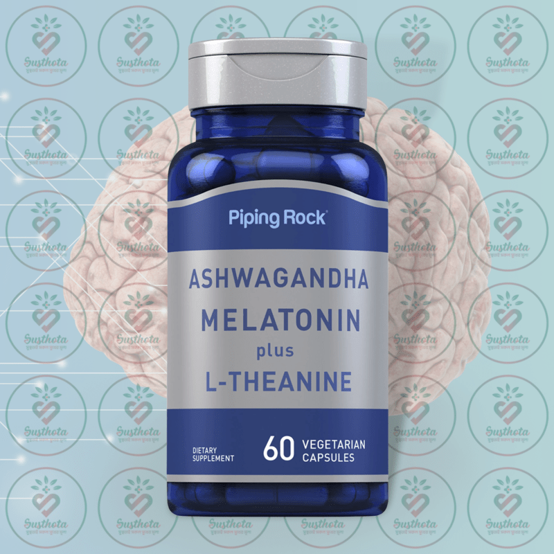 Piping Rock Ashwagandha Melatonin Plus L-Theanine - 60 Vegetarian Capsules In Bangladesh Image 01