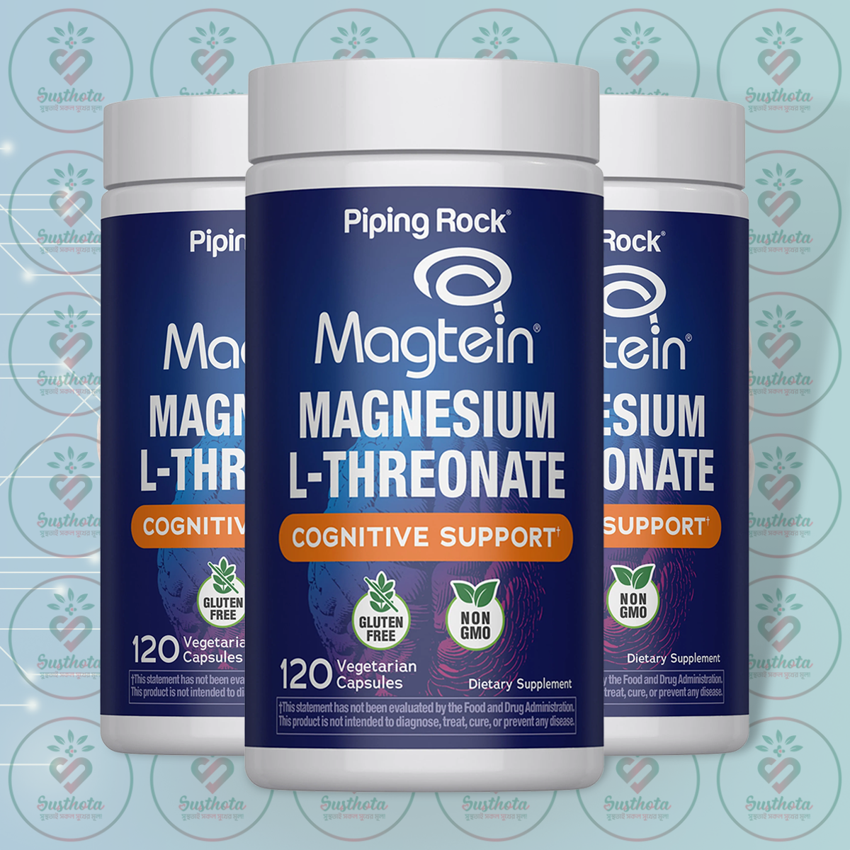 Piping Rock Magtein Magnesium L-Threonate - 120 Vegetarian Capsules In Bangladesh Image 02 Piping Rock Magtein Magnesium L-Threonate - 120 Vegetarian Capsules In Bangladesh Image 02