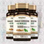 Piping Rock Panax Ginseng + Ginkgo - 5000 mg - 120 Vegetarian Capsules in Bangladesh Image 02
