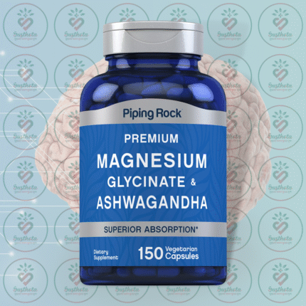 Piping Rock Premium Magnesium Glycinate & Ashwagandha - 150 mg Magnesium & 1500 mg Ashwagandha - 150 Vegetarian Capsules in Bangladesh Image 01