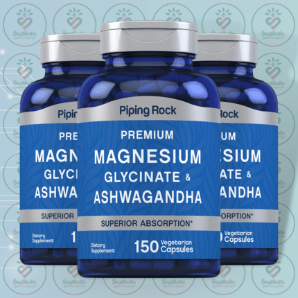 Piping Rock Premium Magnesium Glycinate & Ashwagandha - 150 mg Magnesium & 1500 mg Ashwagandha - 150 Vegetarian Capsules in Bangladesh Image 02