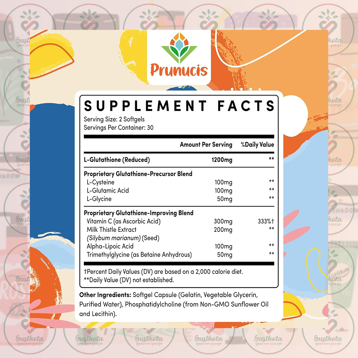 Prunucis Liposomal Glutathione – 1200 mg – 60 Softgels in Bangladesh Supplement Facts