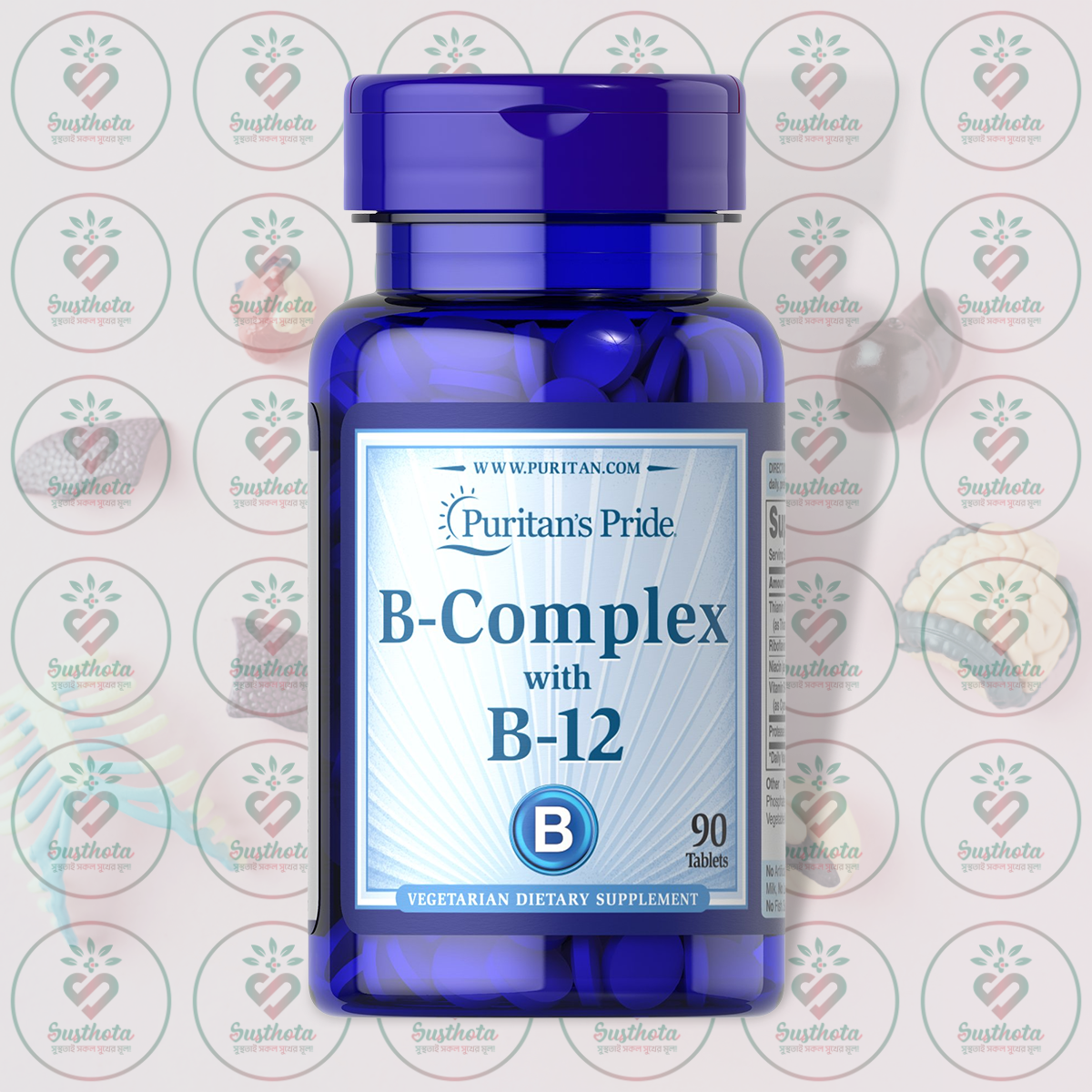 Puritan's Pride B-Complex with B-12 - 90 Tablets in Bangladesh Image 01