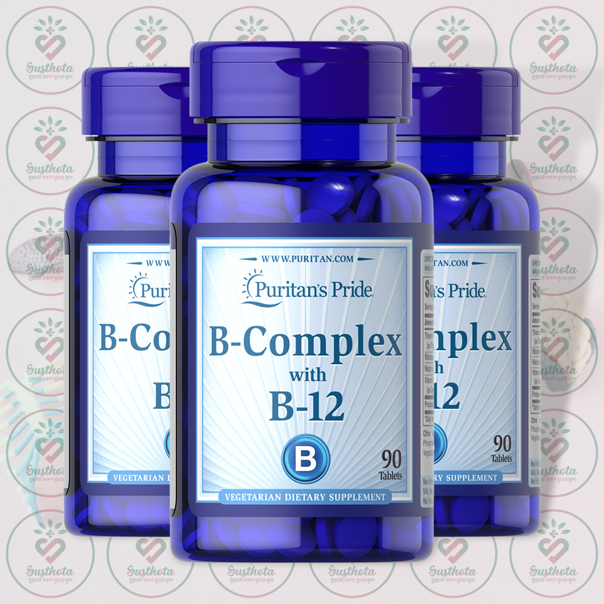 Puritan's Pride B-Complex with B-12 - 90 Tablets in Bangladesh Image 02