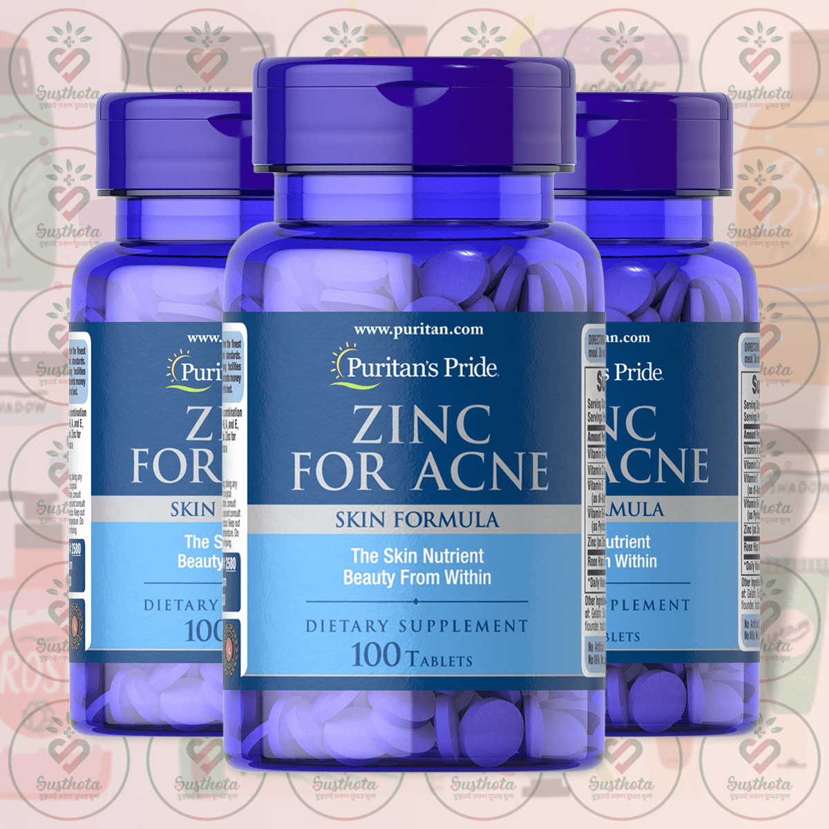 Puritan's Pride Zinc For Acne Skin Formula - 100 Tablets In Bangladesh Image 02 Puritan's Pride Zinc For Acne Skin Formula - 100 Tablets In Bangladesh Image 02