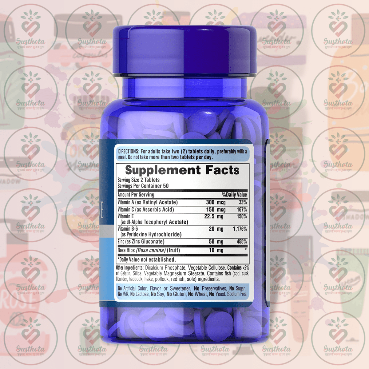 Puritan's Pride Zinc For Acne Skin Formula - 100 Tablets In Bangladesh Supplement Facts Puritan's Pride Zinc For Acne Skin Formula - 100 Tablets In Bangladesh Supplement Facts