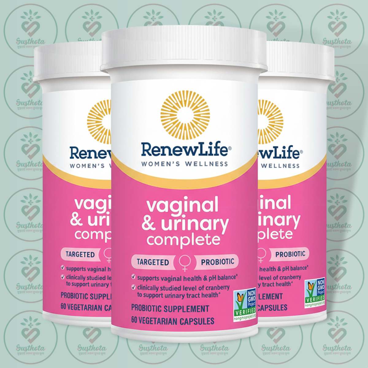 RenewLife Women's Wellness Vaginal & Urinary Complete - 3.5 Billion CFU - 60 Vegetarian Capsules in Bangladesh Image 02