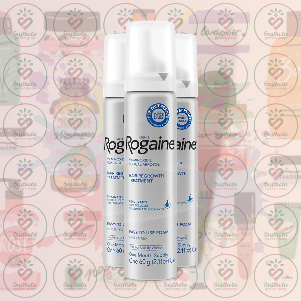 Rogaine Men's 5% Minoxidil Topical Aerosol Foam Hair Regrowth Treatment - 60g - One Month Supply in Bangladesh Image 02