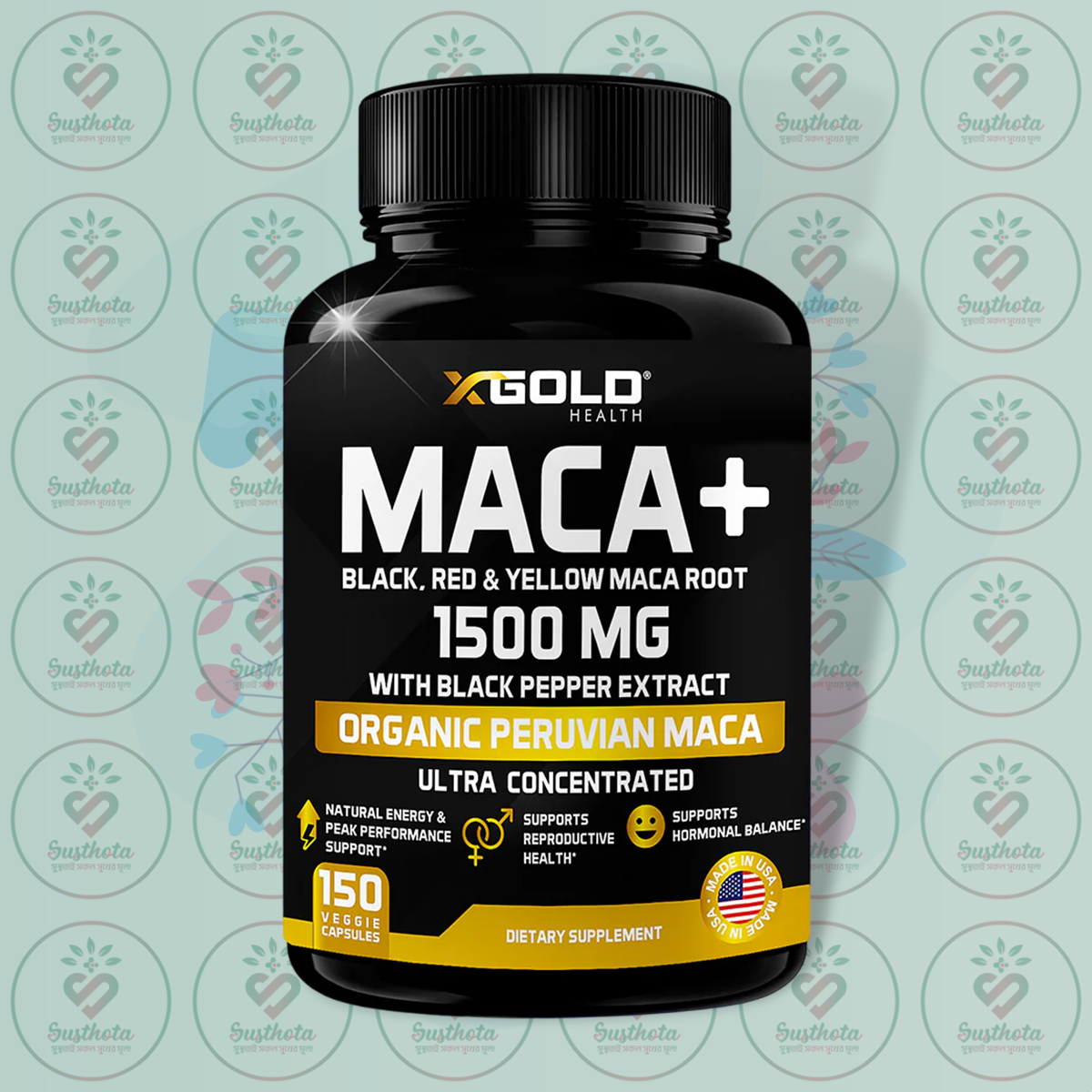X Gold Health Maca+ Black, Red & Yellow Maca Root - 1500 mg - 150 Veggie Capsules in Bangladesh Image 01