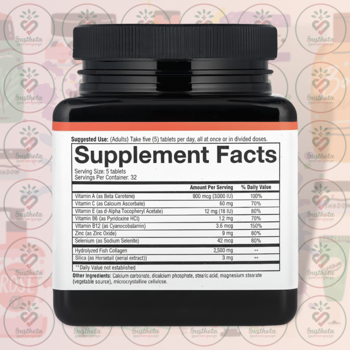 Youtheory Marine Collagen - 2500 Mg - 160 Tablets In Bangladesh Supplement Facts