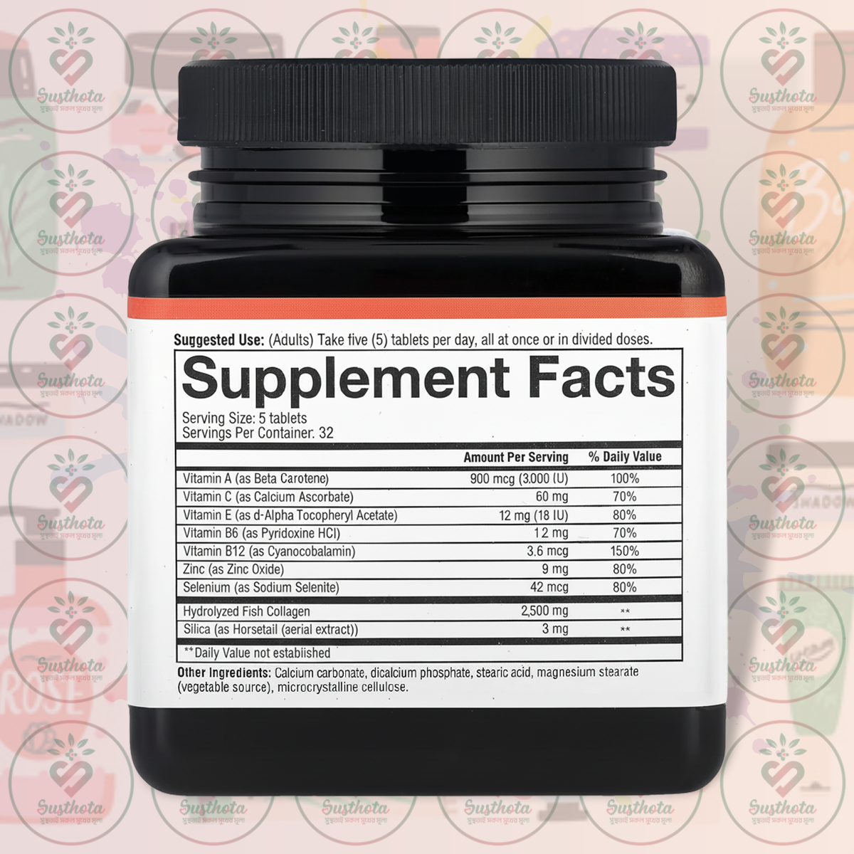 Youtheory Marine Collagen - 2500 Mg - 160 Tablets In Bangladesh Supplement Facts Youtheory Marine Collagen - 2500 Mg - 160 Tablets In Bangladesh Supplement Facts