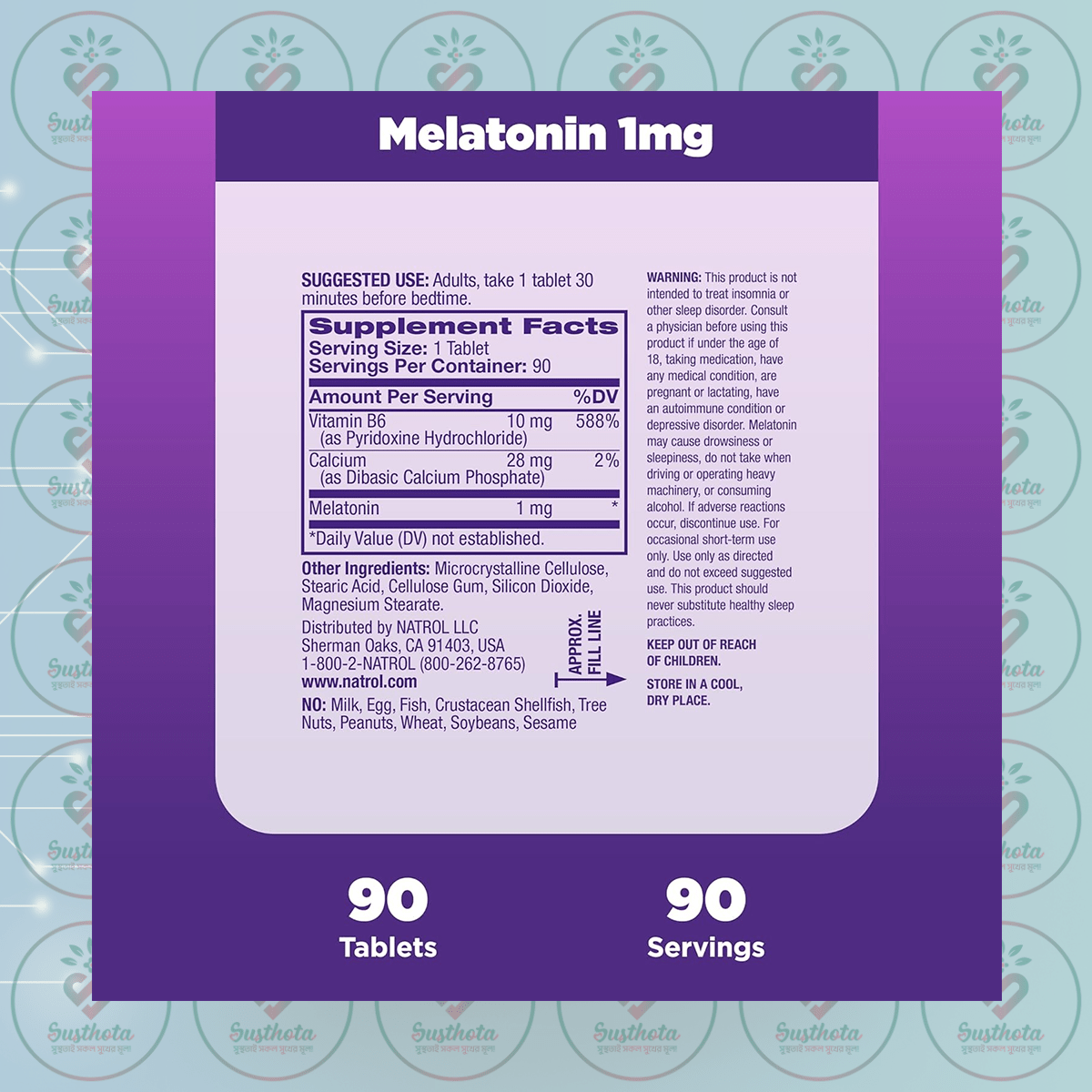 Natrol Sleep Melatonin – 1Mg – 90 Tablets In Bangladesh Supplement Facts Natrol Sleep Melatonin – 1Mg – 90 Tablets In Bangladesh Supplement Facts