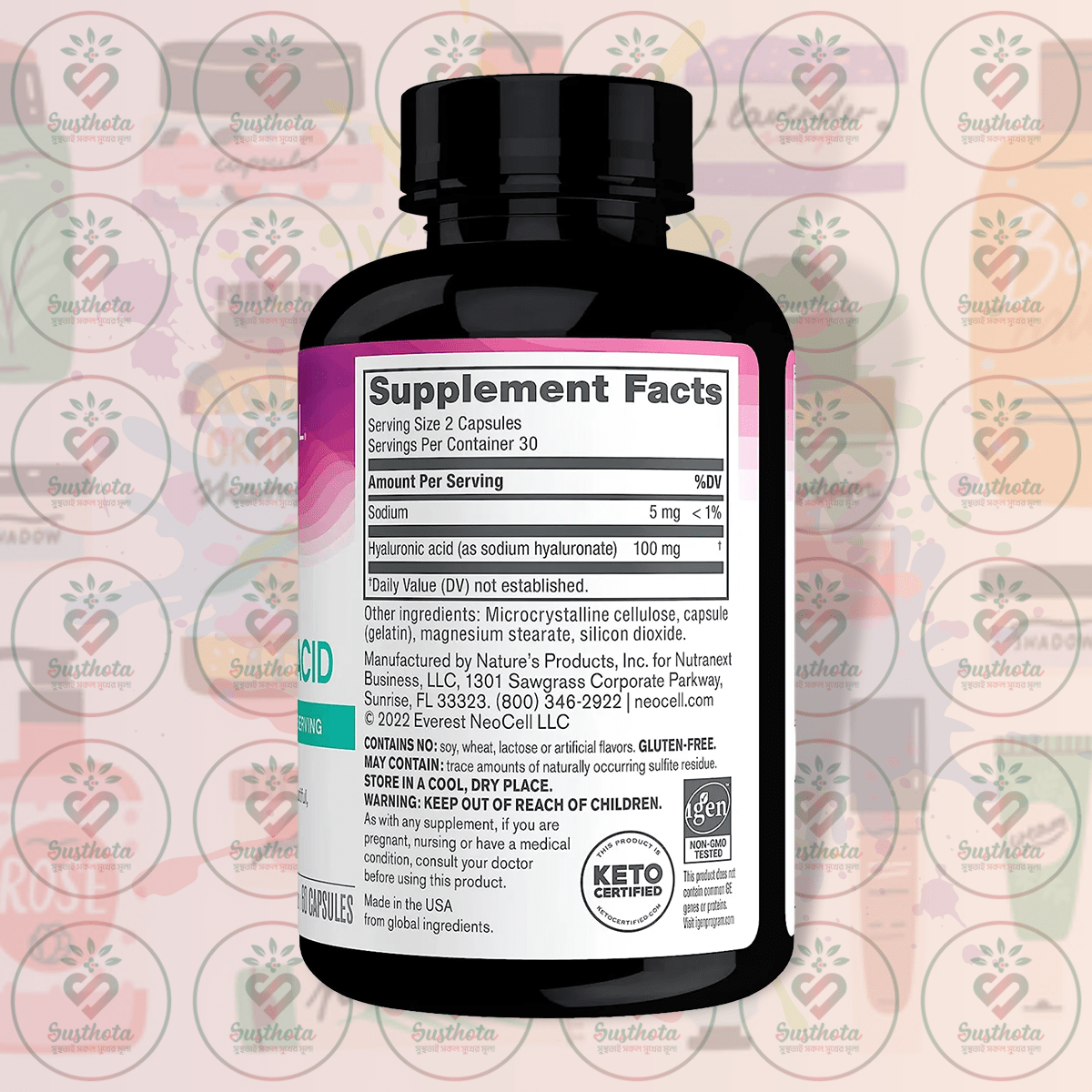 Neocell Hyaluronic Acid – 100 Mg – 60 Capsules In Bangladesh Supplement Facts Neocell Hyaluronic Acid – 100 Mg – 60 Capsules In Bangladesh Supplement Facts