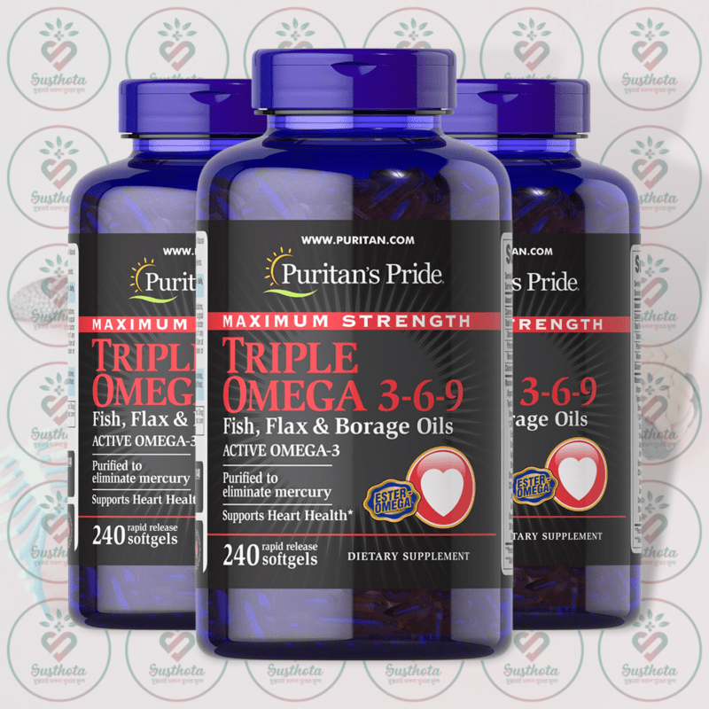 Puritan'S Pride Maximum Strength Triple Omega 3-6-9 – 240 Softgels In Bangladesh Image 02