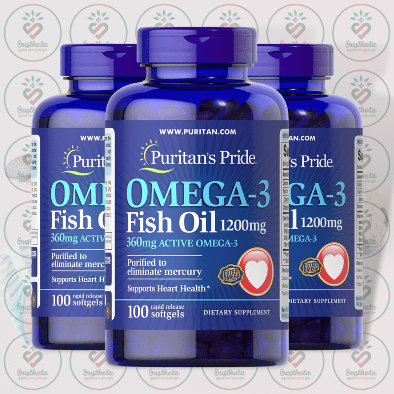 Puritan'S Pride Omega-3 Fish Oil - 1200 Mg - 100 Softgels In Bangladesh Image 02