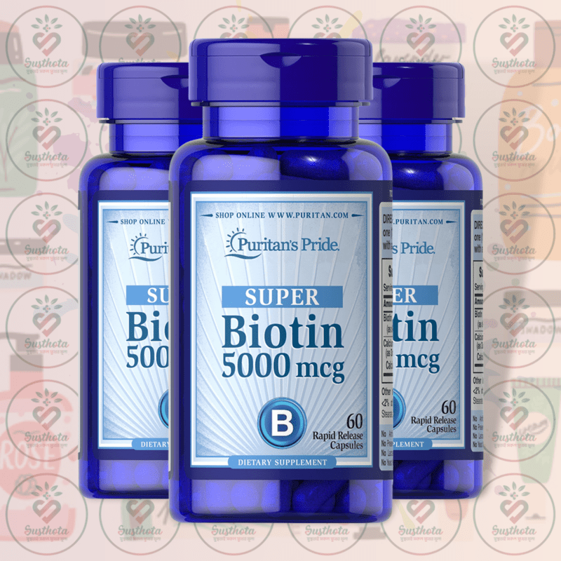 Puritan'S Pride Super Biotin – 5000 Mcg – 60 Rapid Release Capsules In Bangladesh Image 02