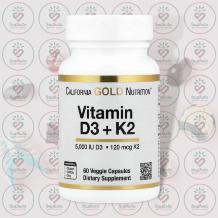 California Gold Nutrition Vitamin D3 + K2 - 5000 IU D3 - 120 mcg K2 - 60 Veggie Capsules in Bangladesh Image 01